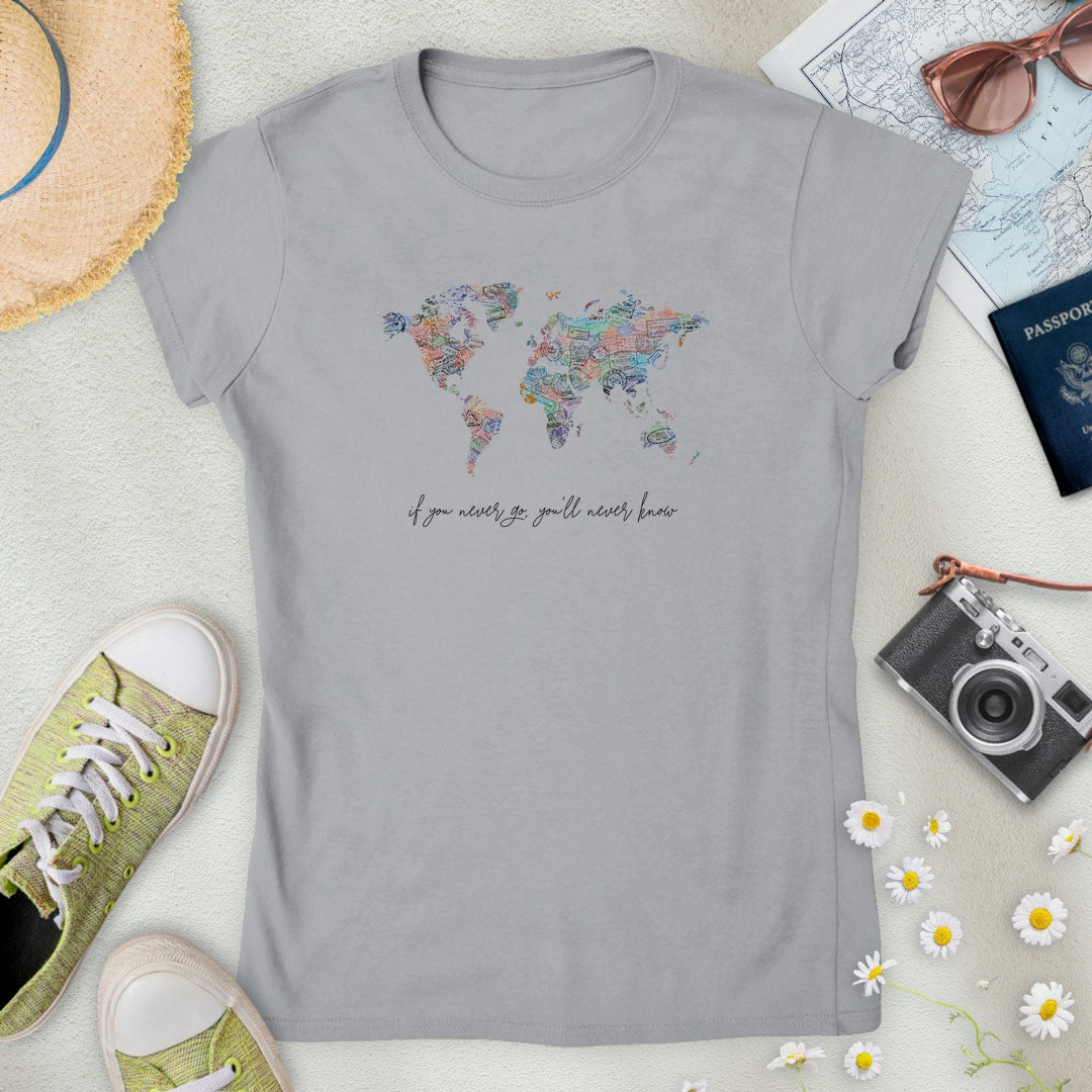 Travel Stamps World Map Women’s T-Shirt