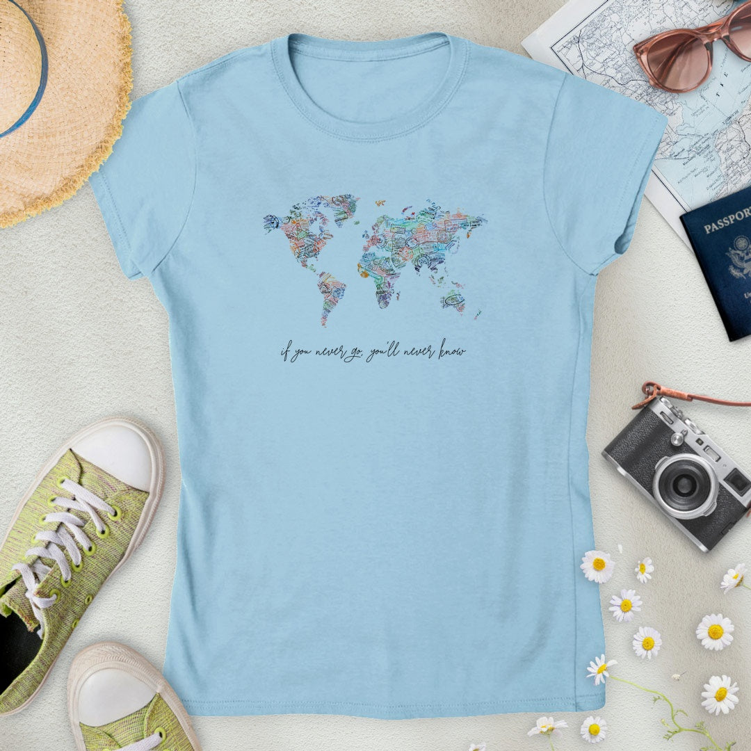 Travel Stamps World Map Women’s T-Shirt