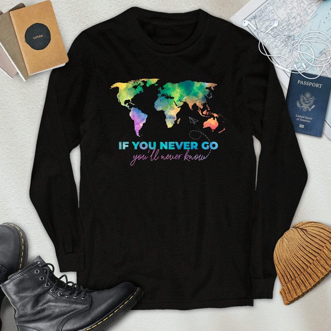 Watercolor World Map Long Sleeve