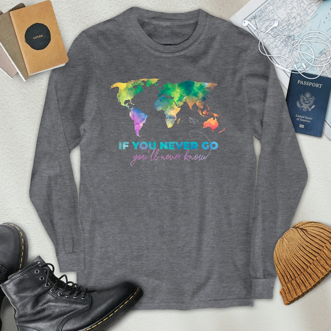 Watercolor World Map Long Sleeve