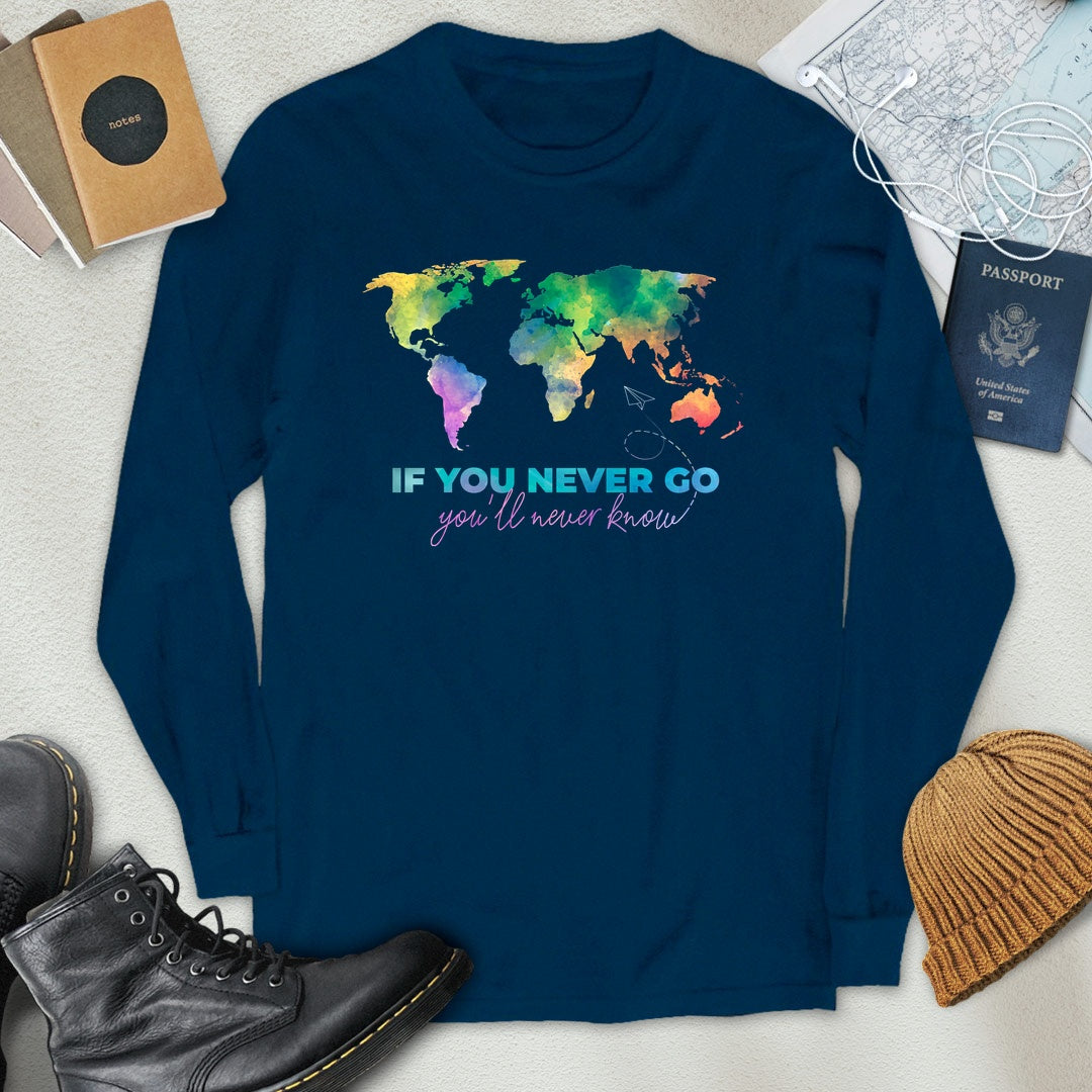 Watercolor World Map Long Sleeve