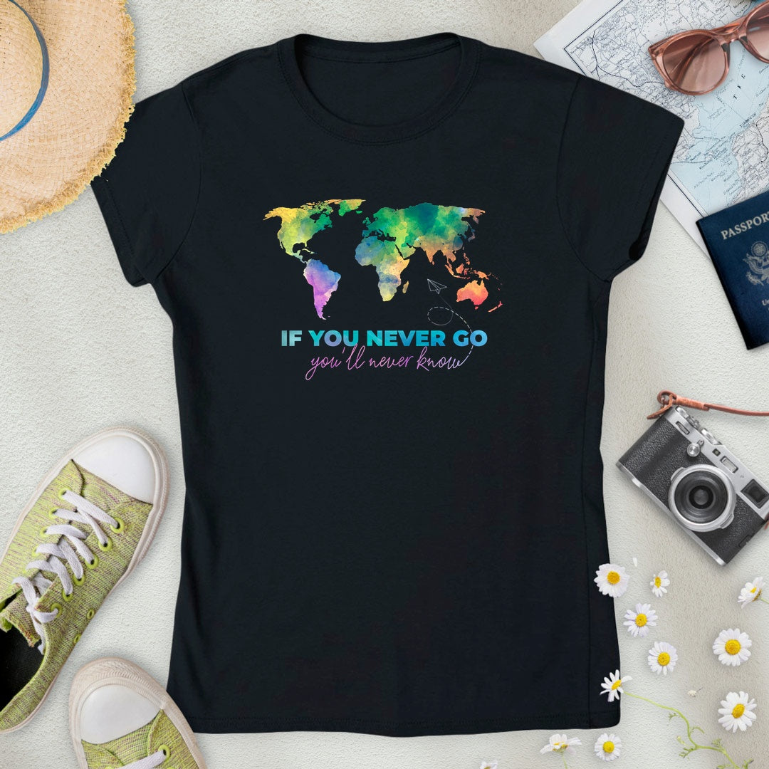 Watercolor World Map Women’s T-Shirt