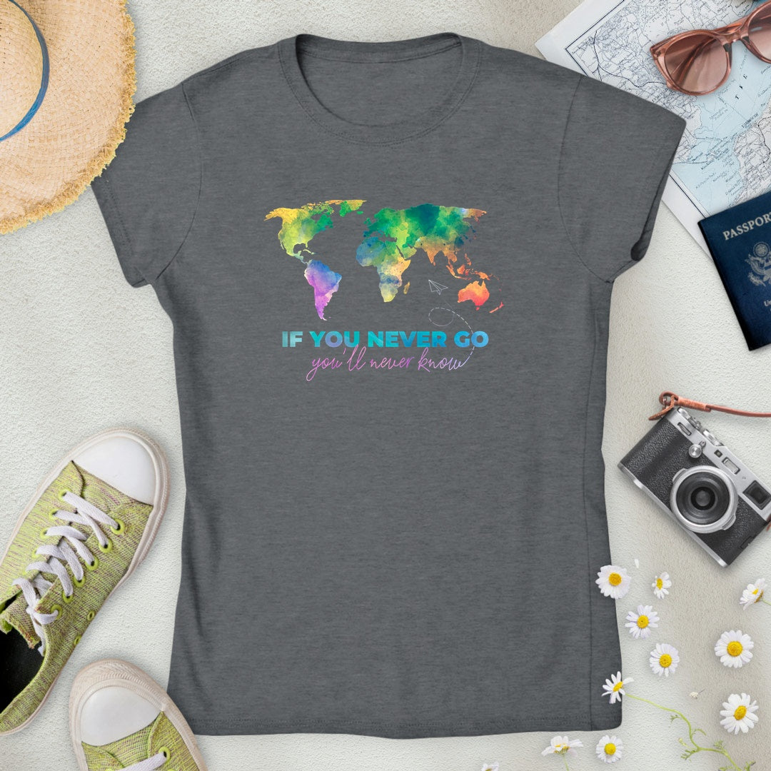 Watercolor World Map Women’s T-Shirt