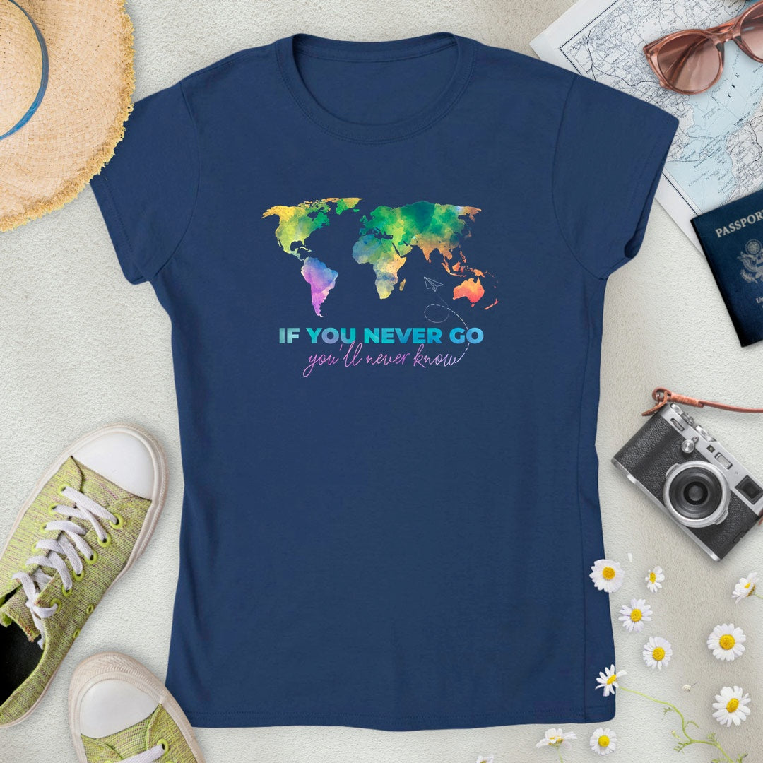 Watercolor World Map Women’s T-Shirt