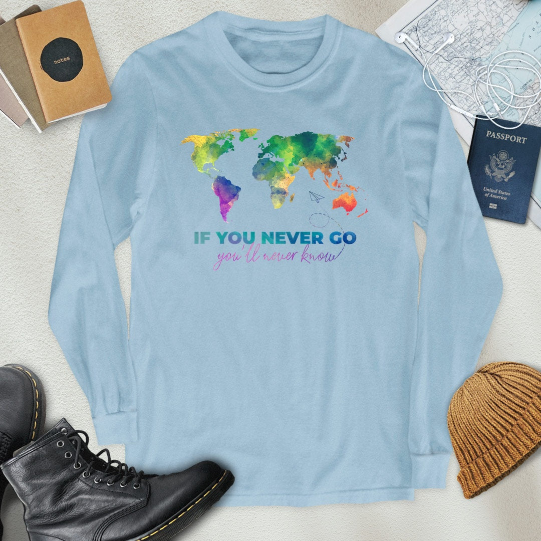 Watercolor World Map Long Sleeve