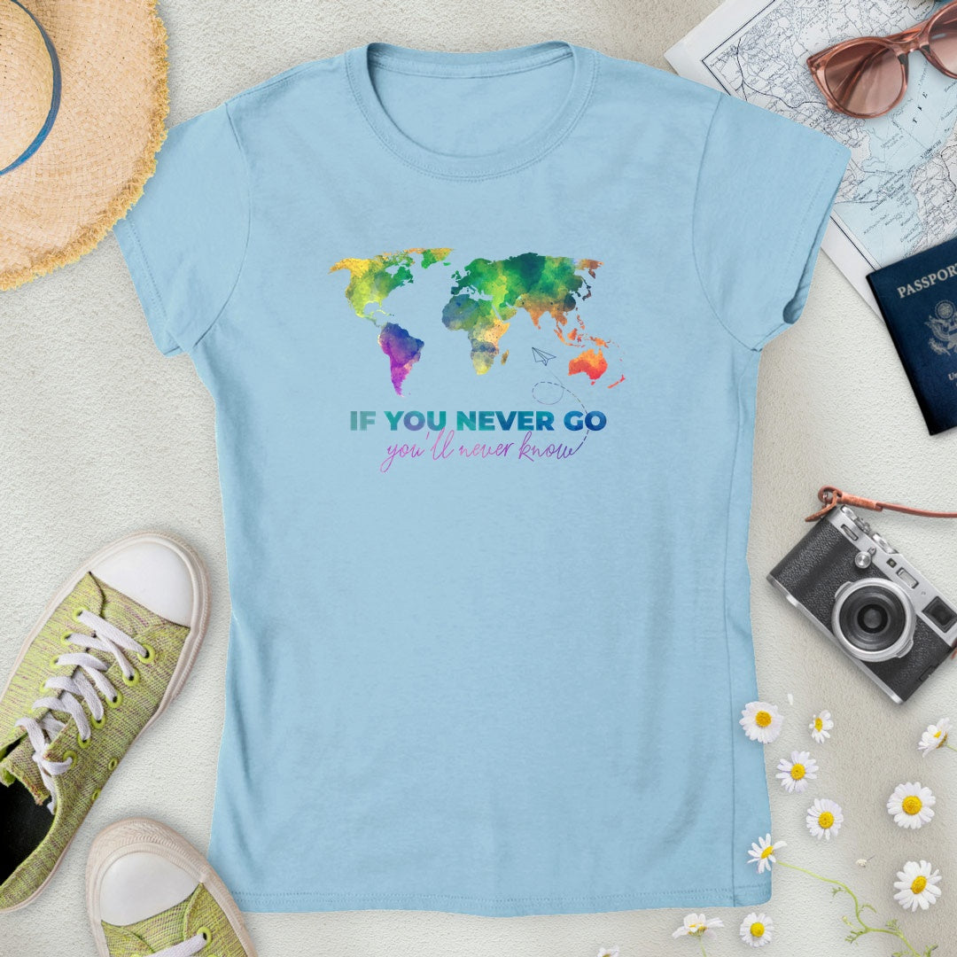 Watercolor World Map Women’s T-Shirt