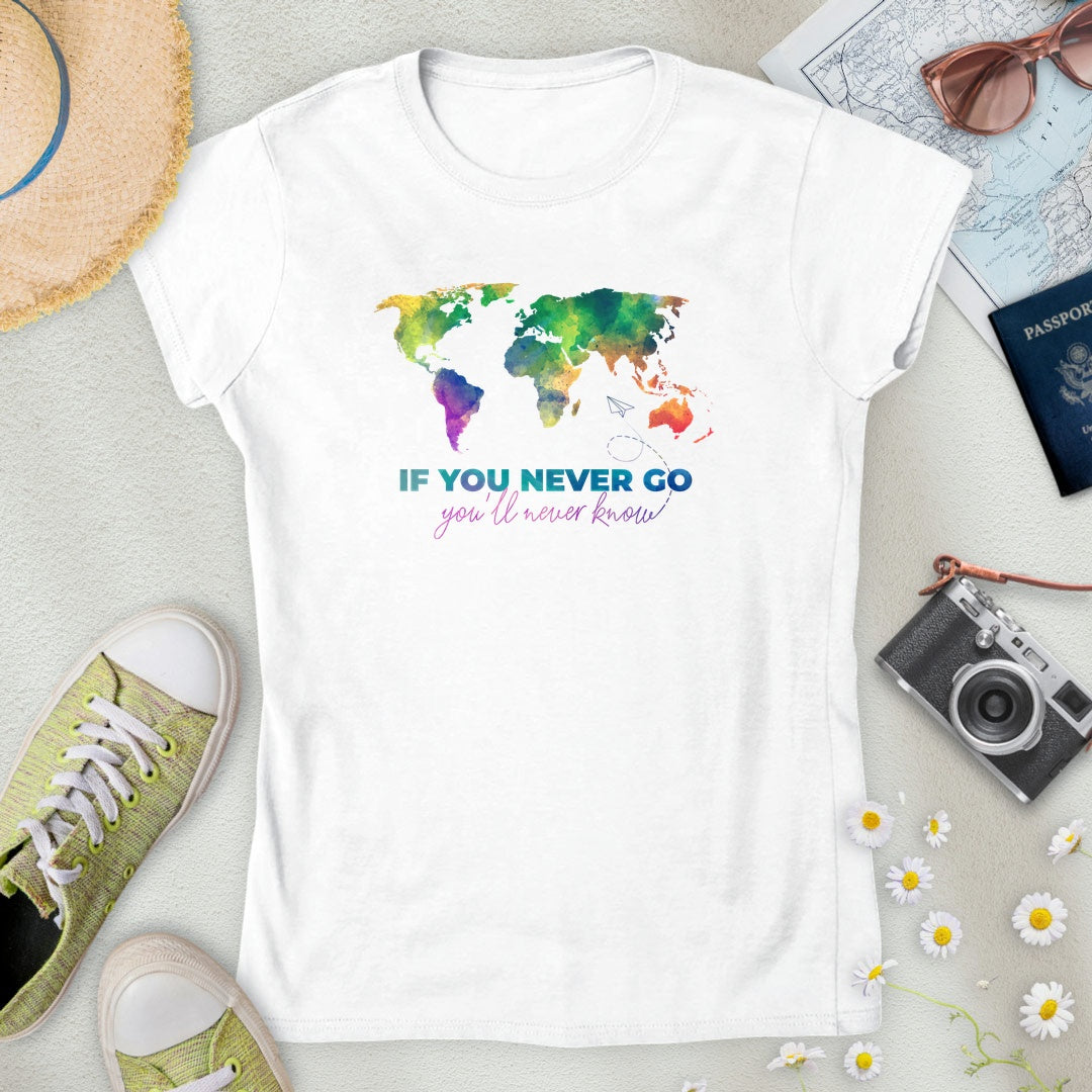 Watercolor World Map Women’s T-Shirt