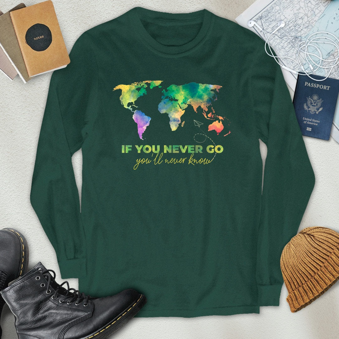 Watercolor World Map Long Sleeve