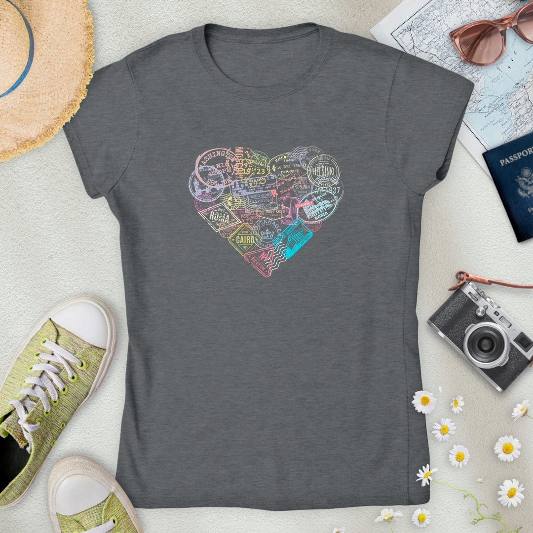 Travel Stamps Heart Women’s T-Shirt