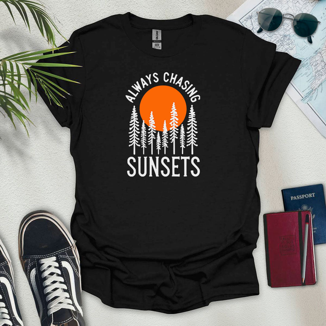 Always Chasing Sunsets Forest T-Shirt - Wander Wears | Explore in Style - Adventure & Travel Apparel