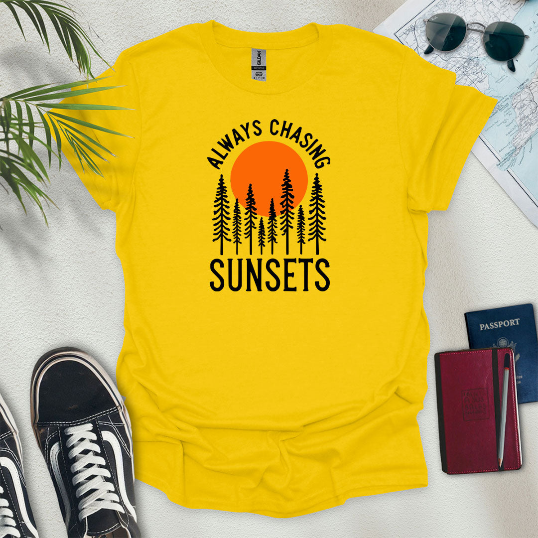 Always Chasing Sunsets Forest T-Shirt - Wander Wears | Explore in Style - Adventure & Travel Apparel