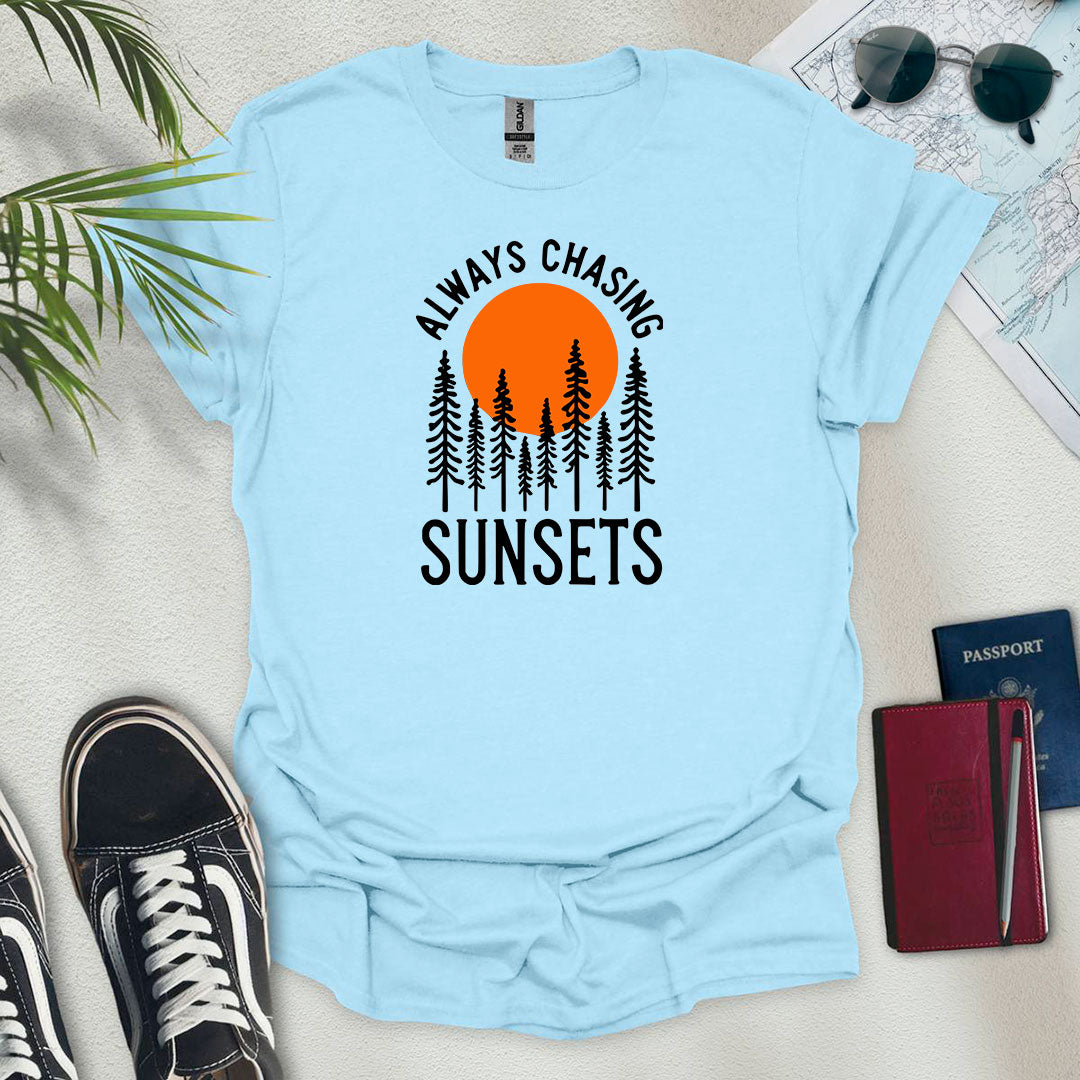 Always Chasing Sunsets Forest T-Shirt - Wander Wears | Explore in Style - Adventure & Travel Apparel