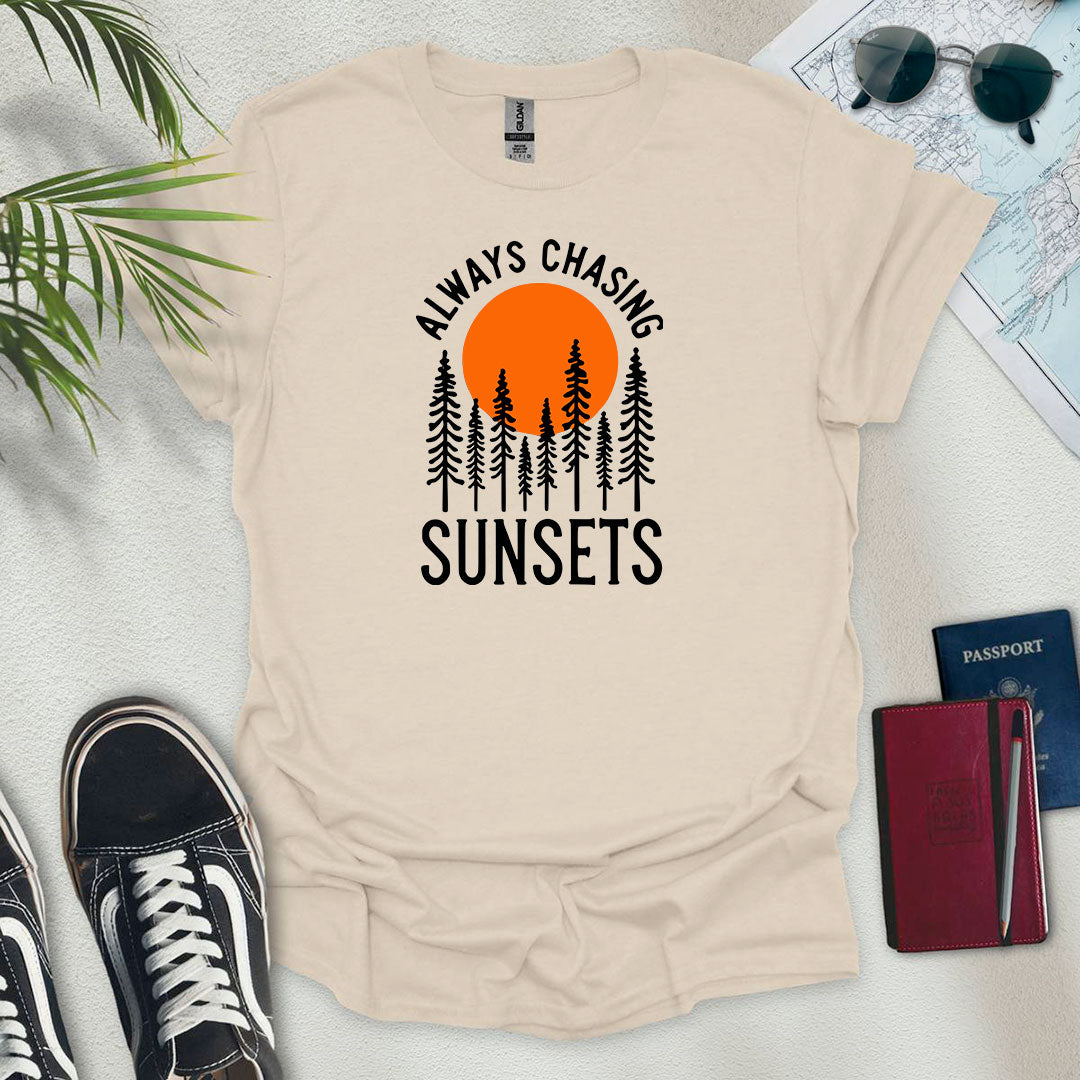 Always Chasing Sunsets Forest T-Shirt - Wander Wears | Explore in Style - Adventure & Travel Apparel