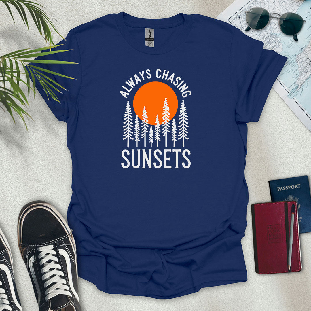 Always Chasing Sunsets Forest T-Shirt - Wander Wears | Explore in Style - Adventure & Travel Apparel
