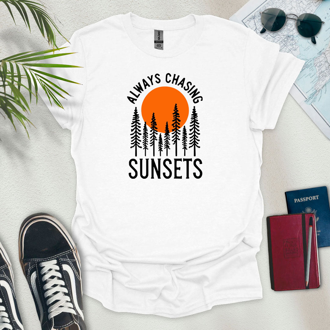 Always Chasing Sunsets Forest T-Shirt - Wander Wears | Explore in Style - Adventure & Travel Apparel