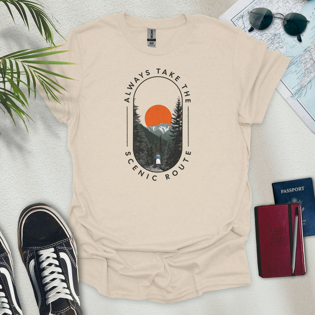 Always Take the Scenic Route T-Shirt - Wander Wears | Explore in Style - Adventure & Travel Apparel