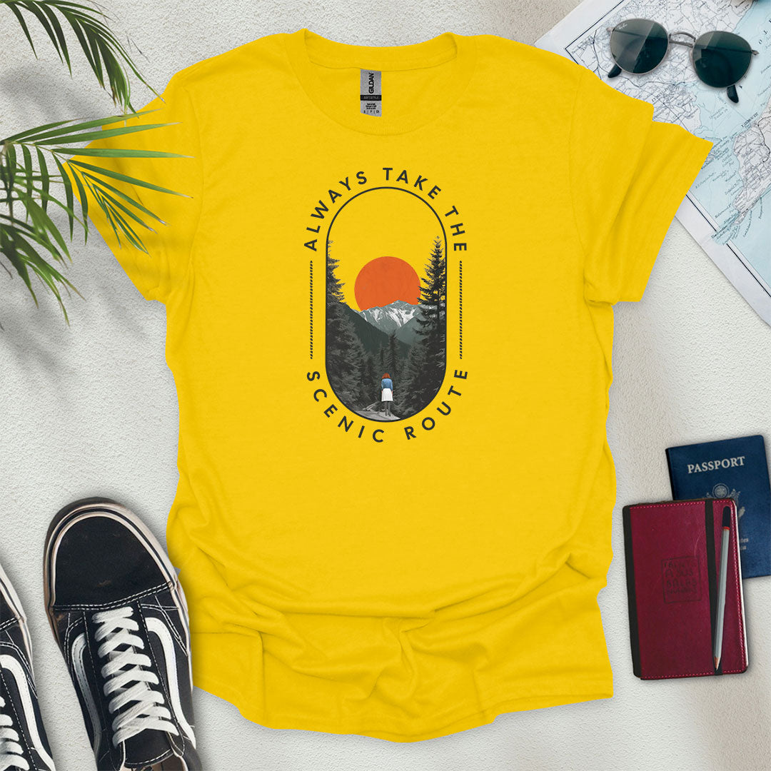 Always Take the Scenic Route T-Shirt - Wander Wears | Explore in Style - Adventure & Travel Apparel