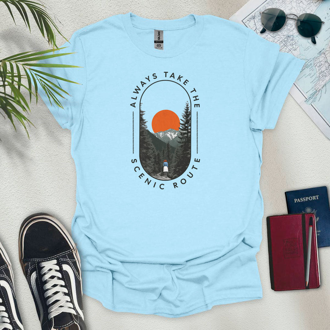 Always Take the Scenic Route T-Shirt - Wander Wears | Explore in Style - Adventure & Travel Apparel
