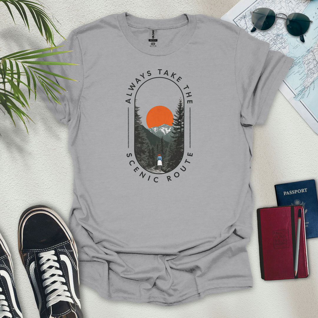 Always Take the Scenic Route T-Shirt - Wander Wears | Explore in Style - Adventure & Travel Apparel