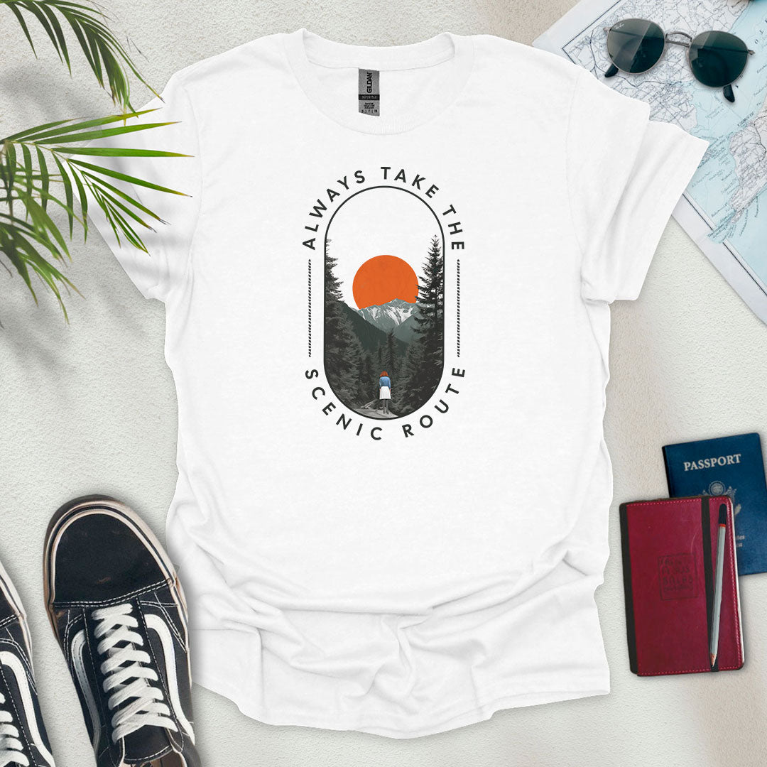 Always Take the Scenic Route T-Shirt - Wander Wears | Explore in Style - Adventure & Travel Apparel