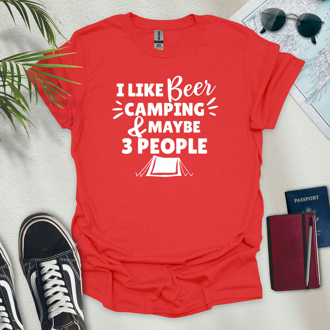 Beer, Camping And Maybe 3 People T-Shirt - Wander Wears | Explore in Style - Adventure & Travel Apparel