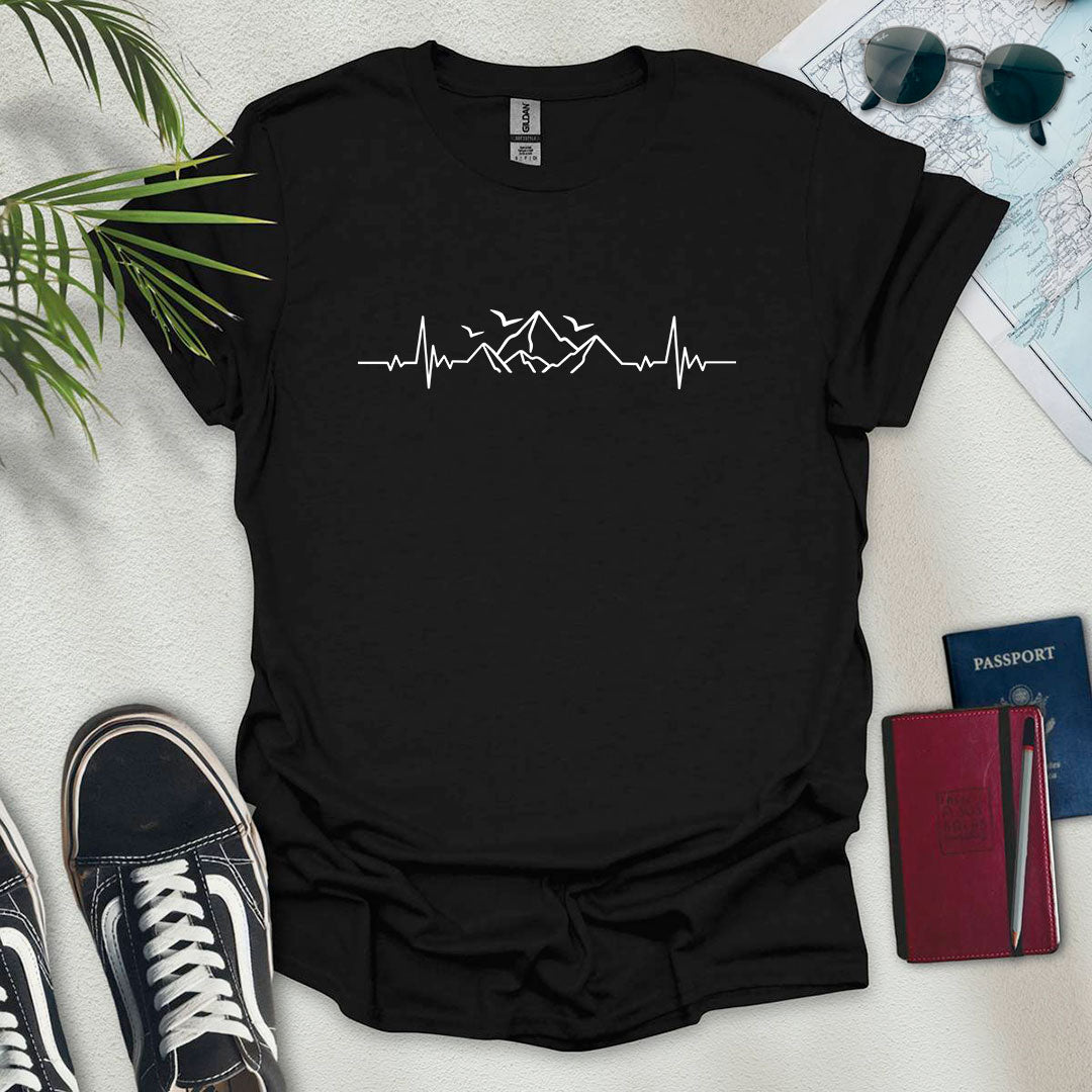 Heartbeat Mountain T-Shirt - Wander Wears | Explore in Style - Adventure & Travel Apparel