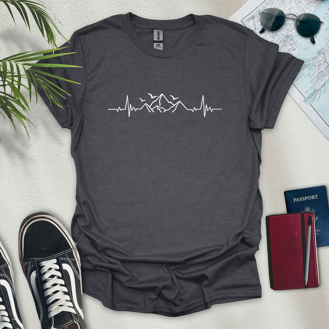 Heartbeat Mountain T-Shirt - Wander Wears | Explore in Style - Adventure & Travel Apparel