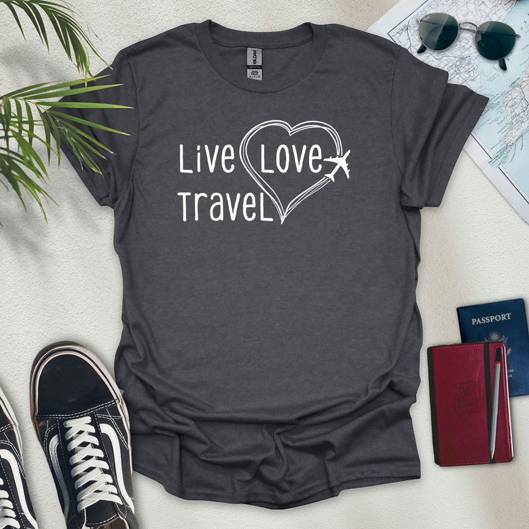 Live Love Travel T-Shirt - Wander Wears | Explore in Style - Adventure & Travel Apparel