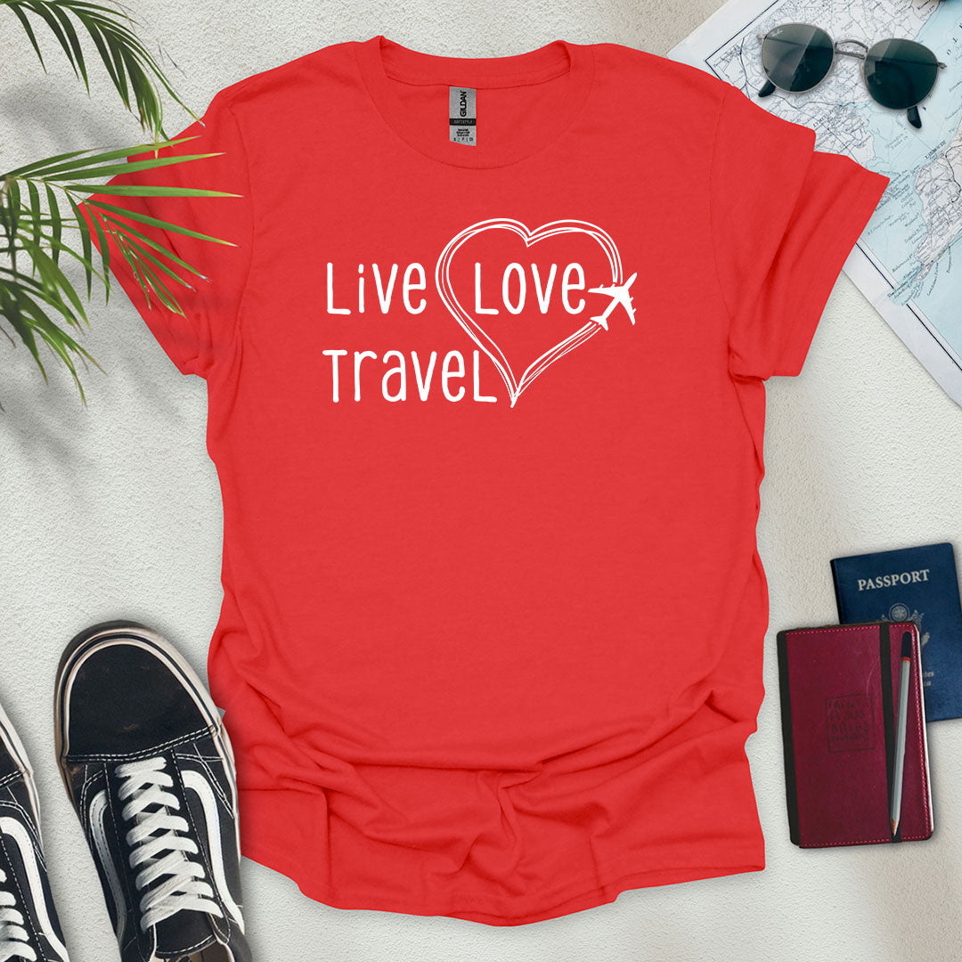 Live Love Travel T-Shirt - Wander Wears | Explore in Style - Adventure & Travel Apparel