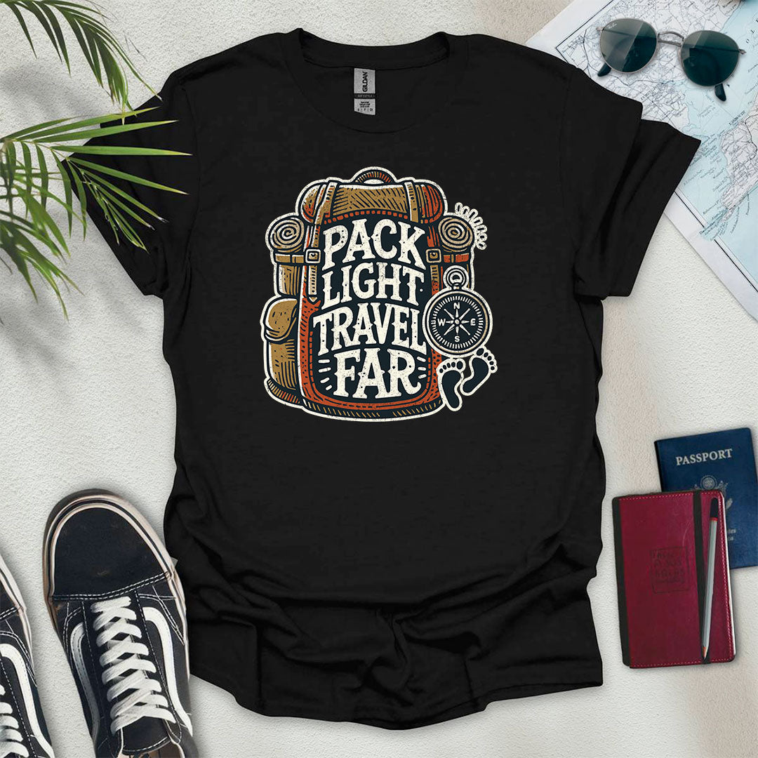 Pack Light Travel Far T-Shirt - Wander Wears | Explore in Style - Adventure & Travel Apparel