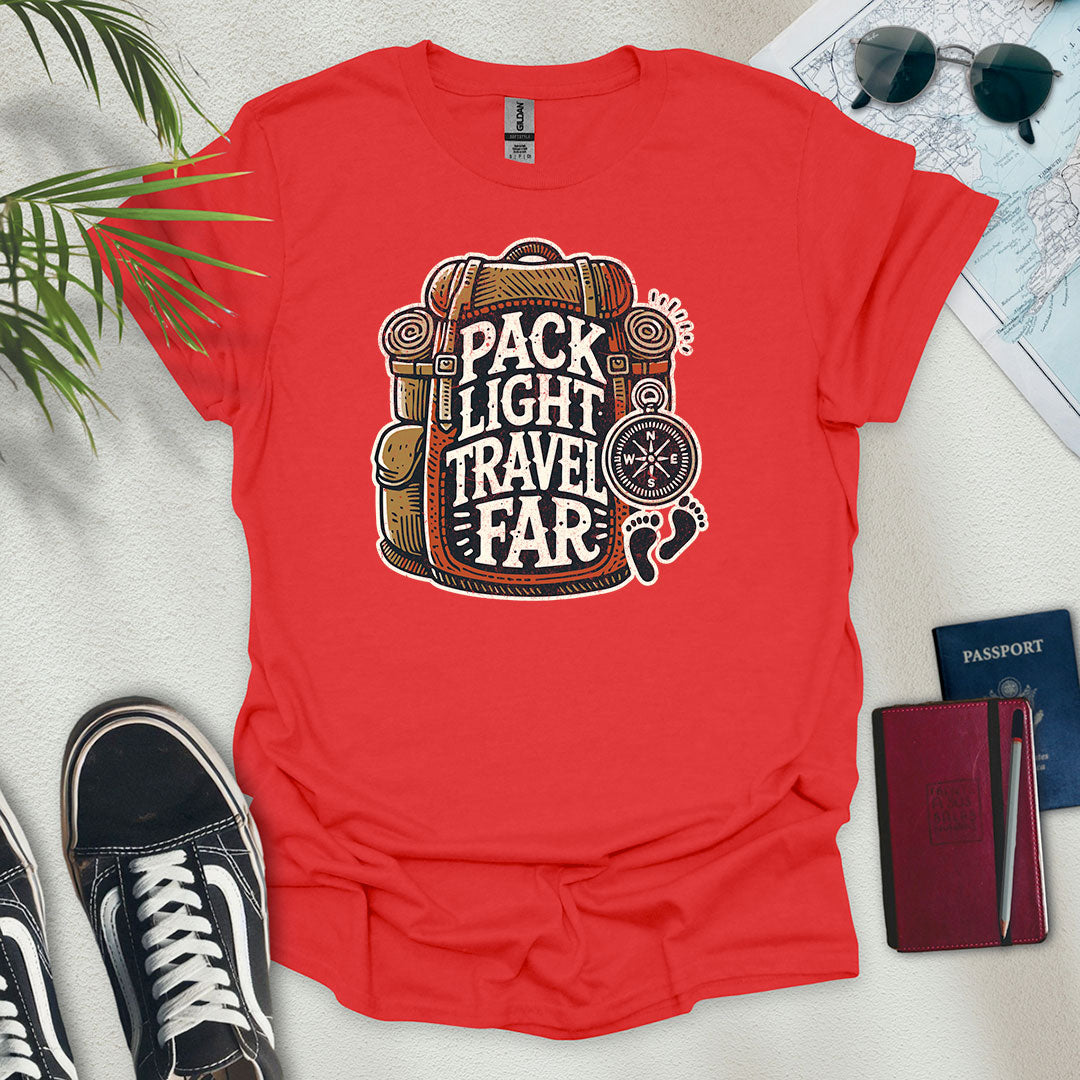Pack Light Travel Far T-Shirt - Wander Wears | Explore in Style - Adventure & Travel Apparel