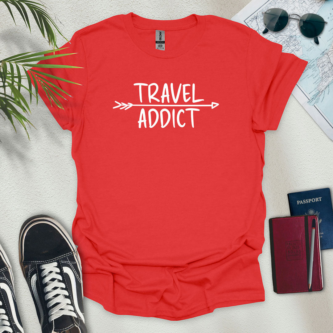 Travel Addict T-Shirt - Wander Wears | Explore in Style - Adventure & Travel Apparel