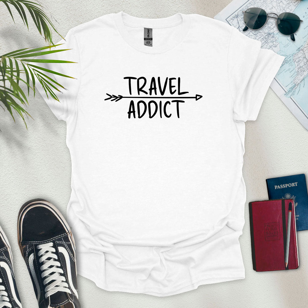 Travel Addict T-Shirt - Wander Wears | Explore in Style - Adventure & Travel Apparel