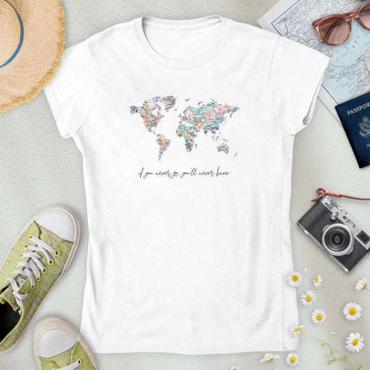 Travel Stamps World Map Women’s T-Shirt