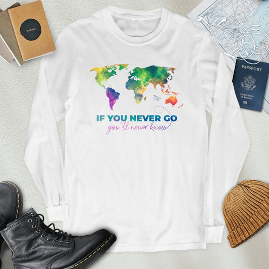 Watercolor World Map Long Sleeve