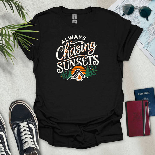 Always Chasing Sunsets Camping T-Shirt - Wander Wears | Explore in Style - Adventure & Travel Apparel