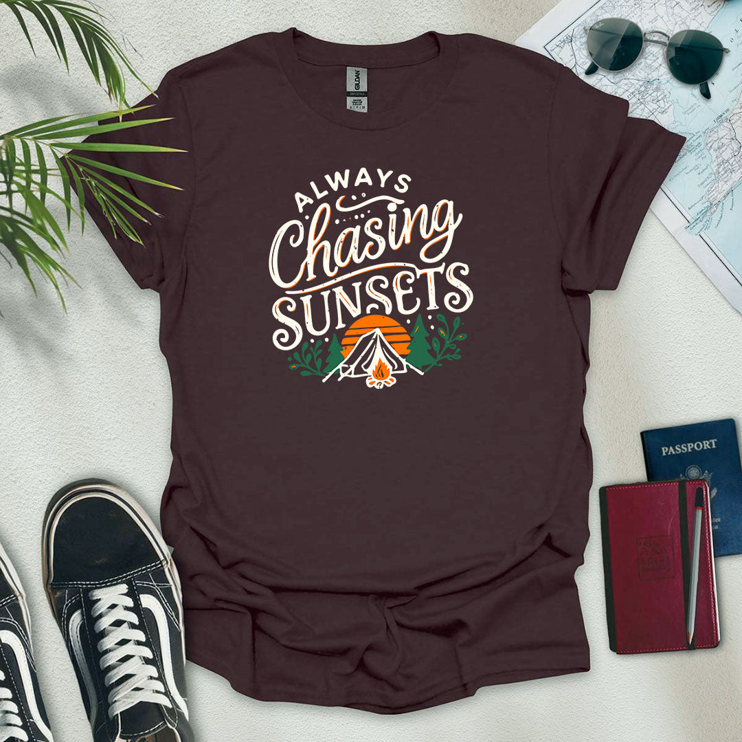 Always Chasing Sunsets Camping T-Shirt - Wander Wears | Explore in Style - Adventure & Travel Apparel