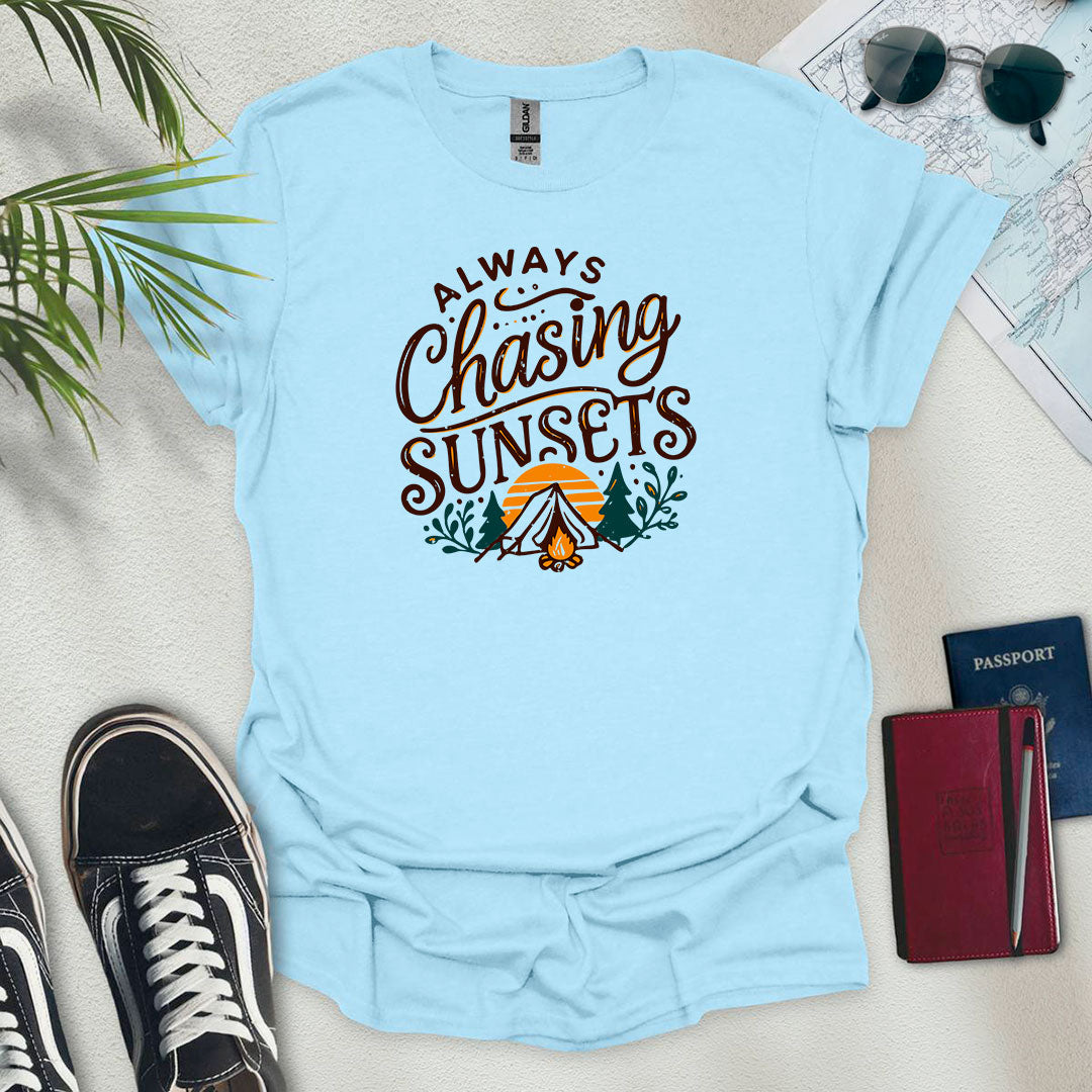 Always Chasing Sunsets Camping T-Shirt - Wander Wears | Explore in Style - Adventure & Travel Apparel