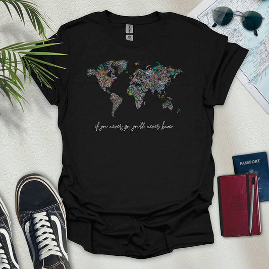 Travel Stamps World Map T-Shirt